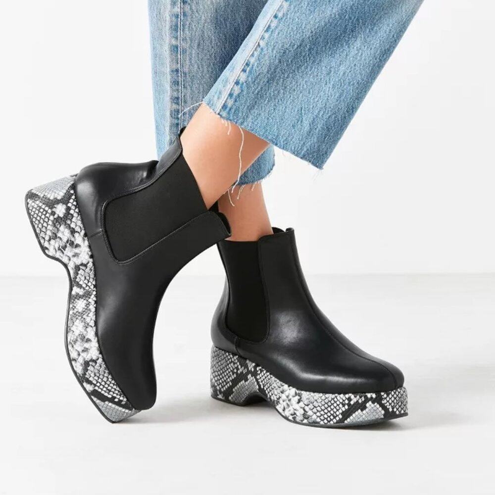 Urban Outfitters Eva Snakeskin Platform Chelsea Boot